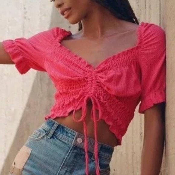 ANTHROPOLOGIE Pilcro cinched puff sleeve peasant top - Picture 3 of 13